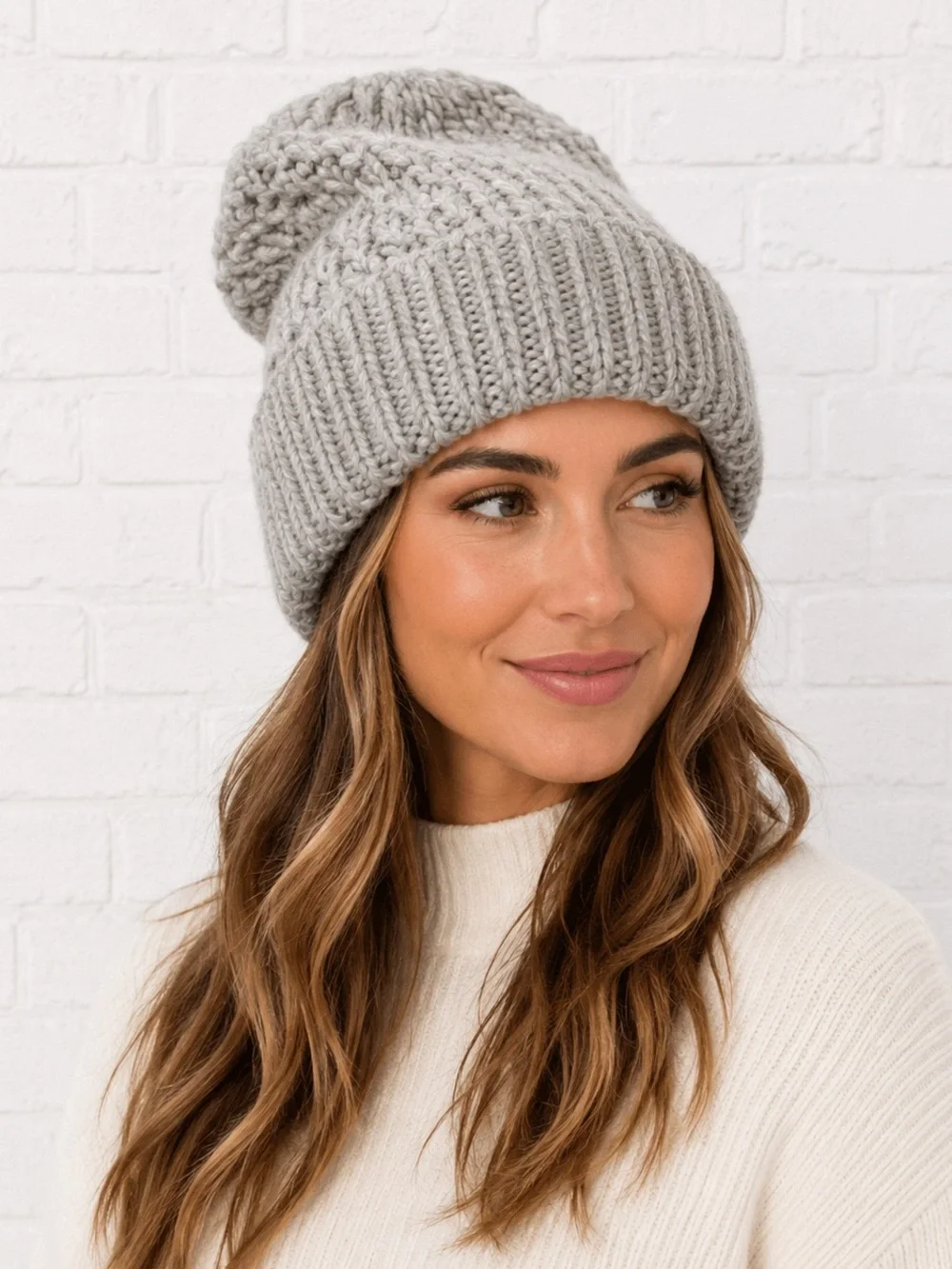 Cappellificio Fiorentino Alpaca Wool Chunky Knit Beanie Gray Made in Italy